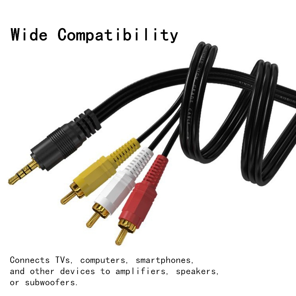 Home Cinema Tv - 3,5 mm auf 3 Cinch-Audio-Video-Kabel, vergoldetes